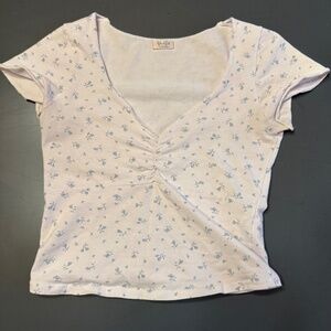 Pacsun White Top with Blue Flowers